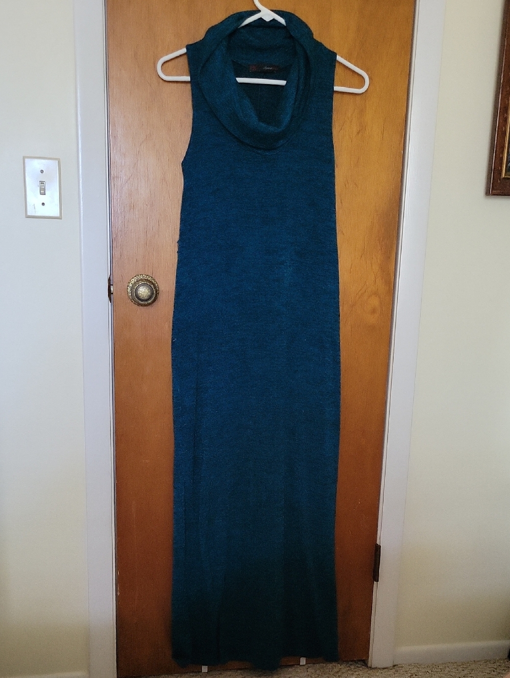 Sleeveless Teal Cowl Neck Maxi Dress